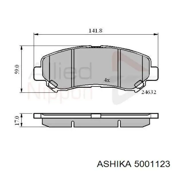 Передние тормозные колодки 5001123 Ashika