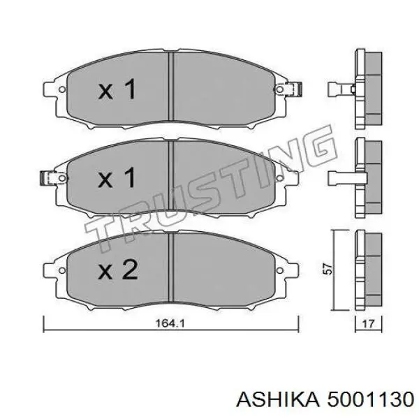 Передние тормозные колодки 5001130 Ashika