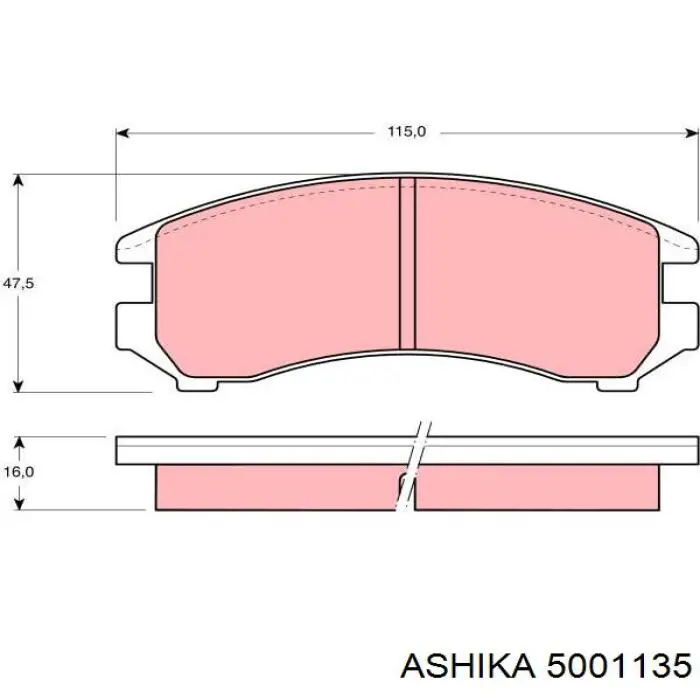 5001135 Ashika колодки тормозные передние дисковые