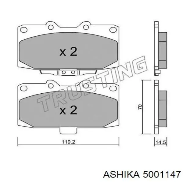 50-01-147 Ashika колодки тормозные передние дисковые