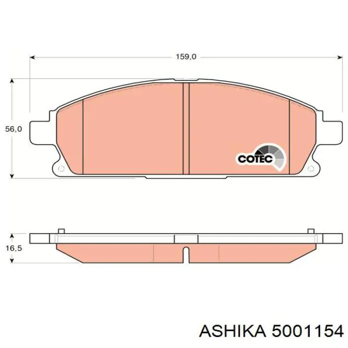 Передние тормозные колодки 5001154 Ashika