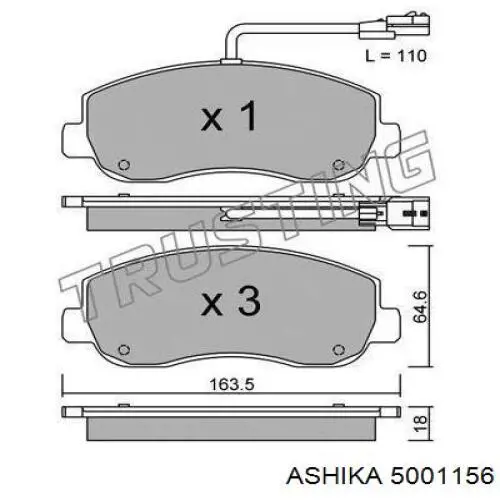 Pastillas de freno delanteras 5001156 Ashika