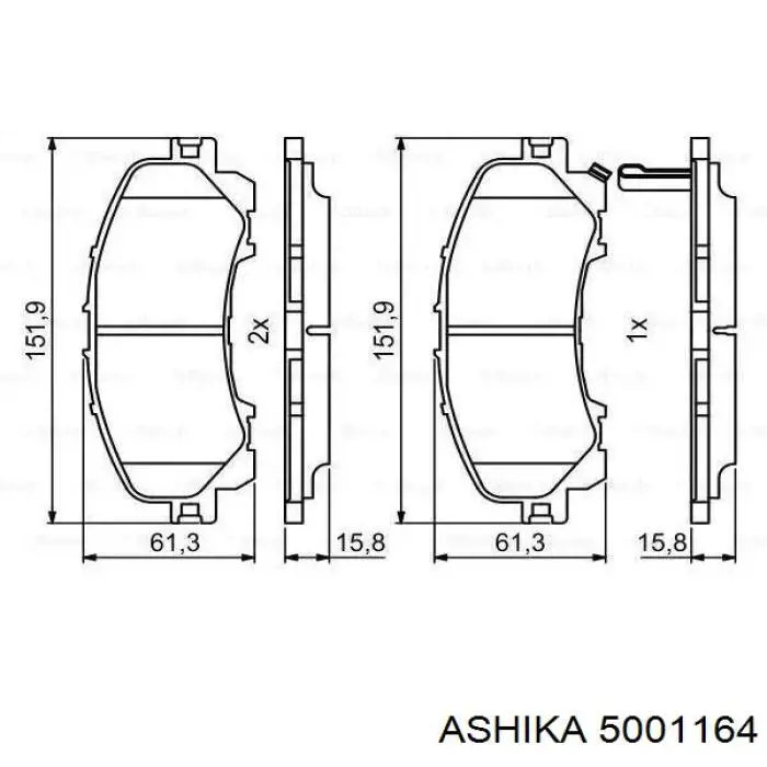 Купить 5001164 Ashika Колодки тормозные