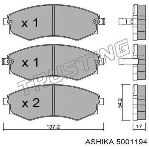 5001194 Ashika колодки тормозные передние дисковые
