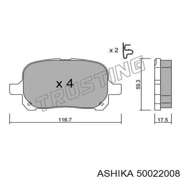 Передние тормозные колодки 50022008 Ashika