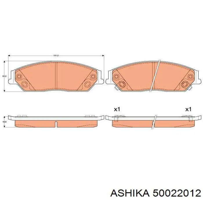 Передние тормозные колодки 50022012 Ashika