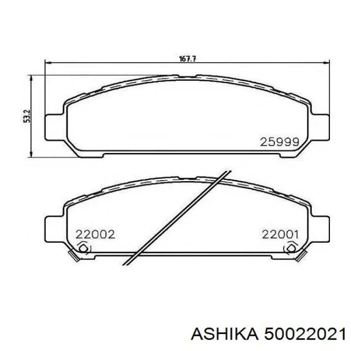 Передние тормозные колодки 50022021 Ashika