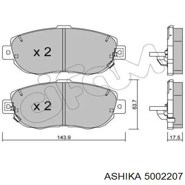 Передние тормозные колодки 5002207 Ashika