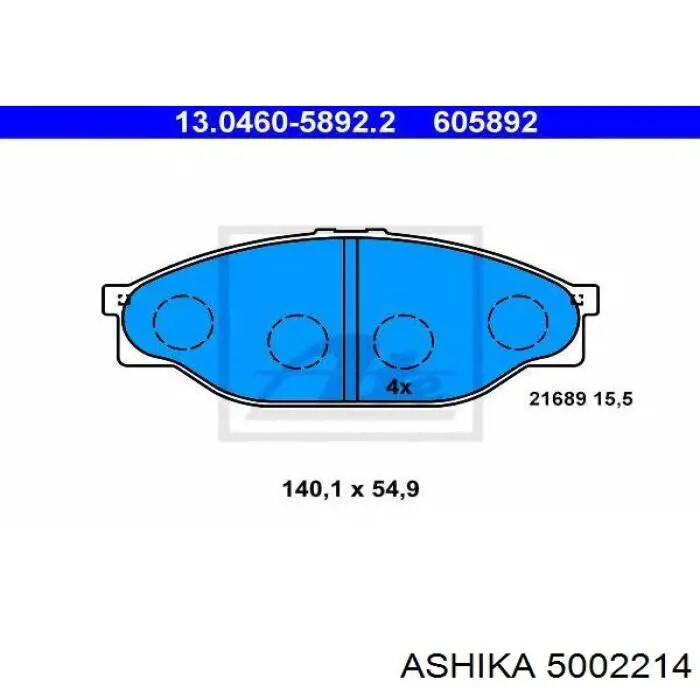 Передние тормозные колодки 5002214 Ashika