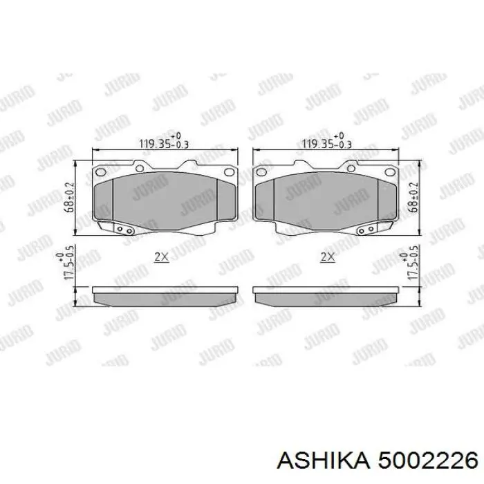 Передние тормозные колодки 5002226 Ashika