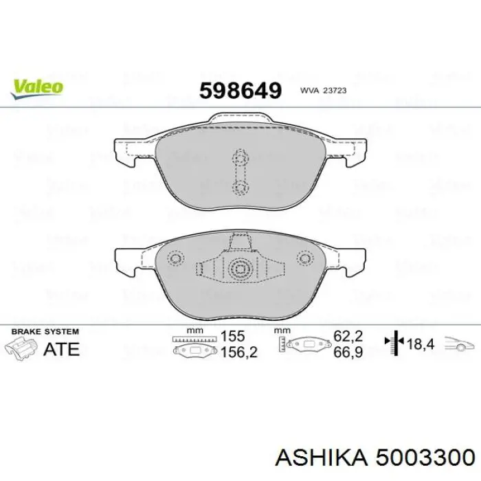 Передние тормозные колодки 5003300 Ashika