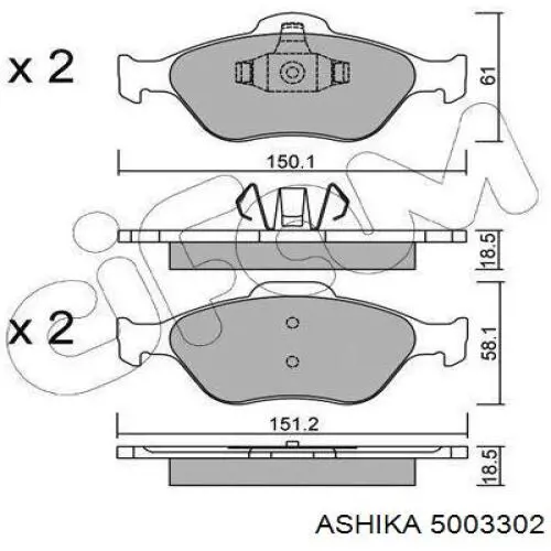 5003302 Ashika колодки тормозные передние дисковые