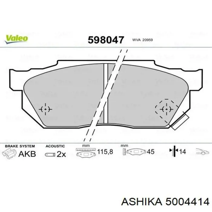 Тормозные колодки Ashika 5004414