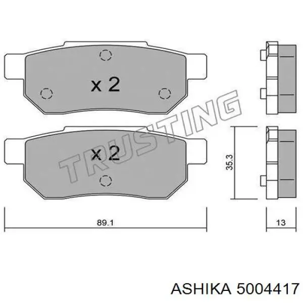 Передние тормозные колодки 5004417 Ashika