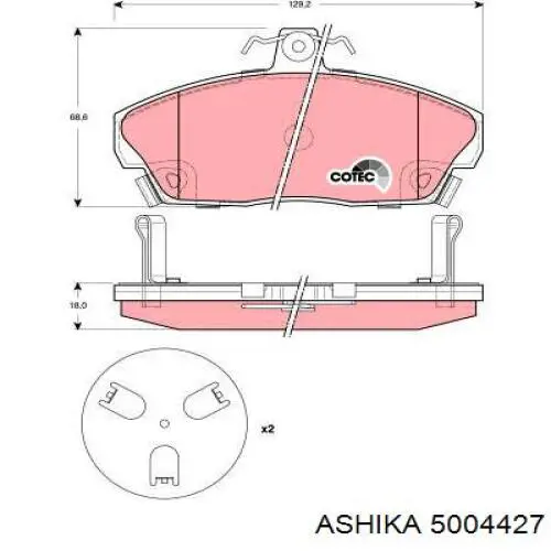 Передние тормозные колодки 5004427 Ashika