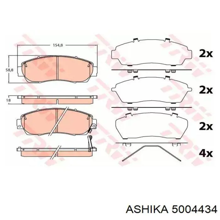Купить 5004434 Ashika Колодки тормозные