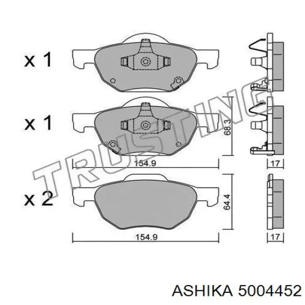 Pastillas de freno delanteras 5004452 Ashika