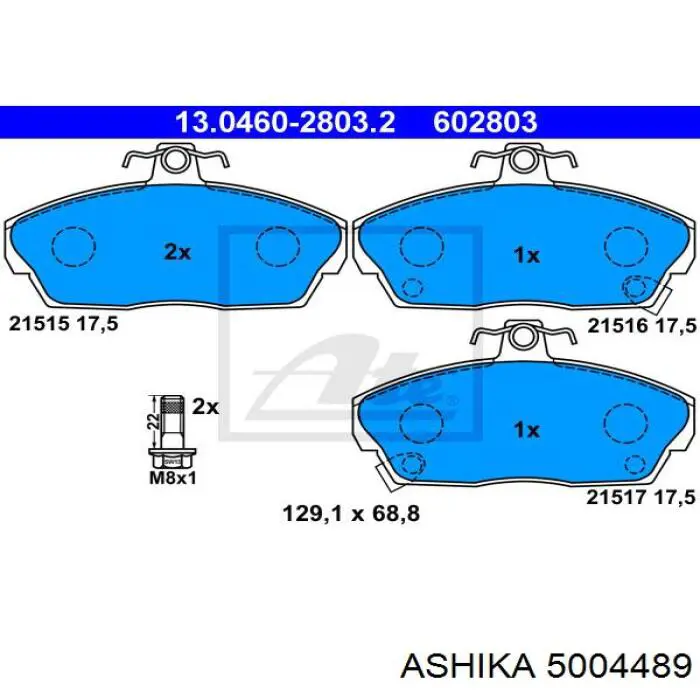 Купить 5004489 Ashika Колодки тормозные