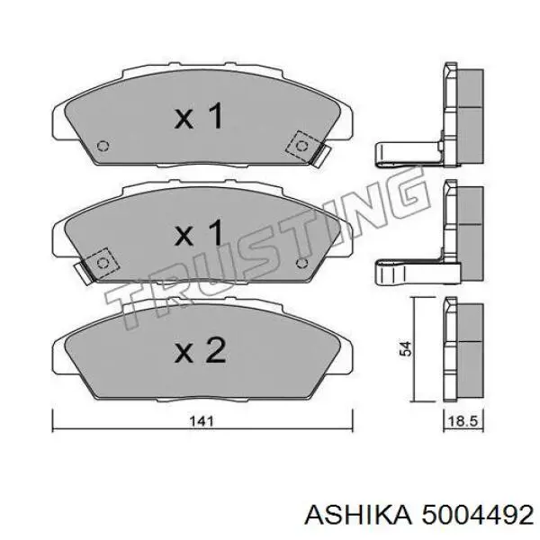 Передние тормозные колодки 5004492 Ashika