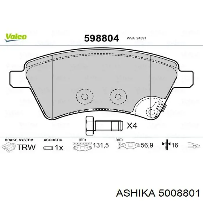 Колодки Ashika 5008801 цена, от 24.18 USD