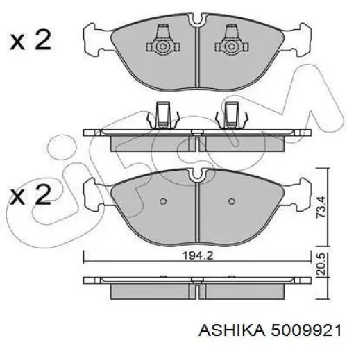 5009921 Ashika колодки тормозные передние дисковые