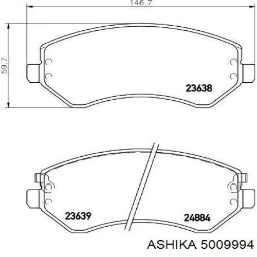 Передние тормозные колодки 5009994 Ashika