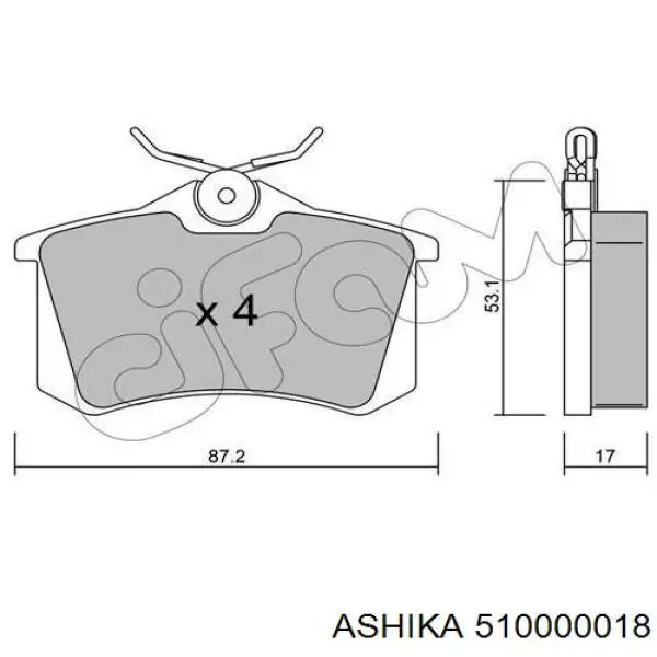 510000018 Ashika Колодки тормозные дисковые комплект