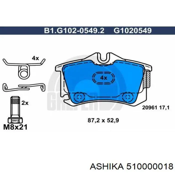 Купить 510000018 Ashika Колодки тормозные задние, дисковые