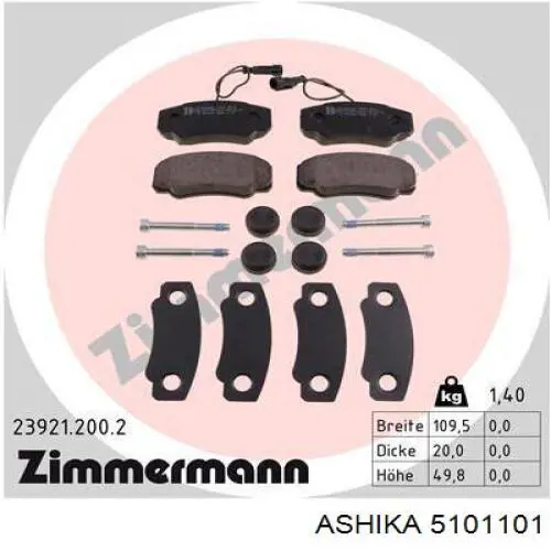 Колодки дисковые  Ashika 5101101 цена, от 27.48 USD