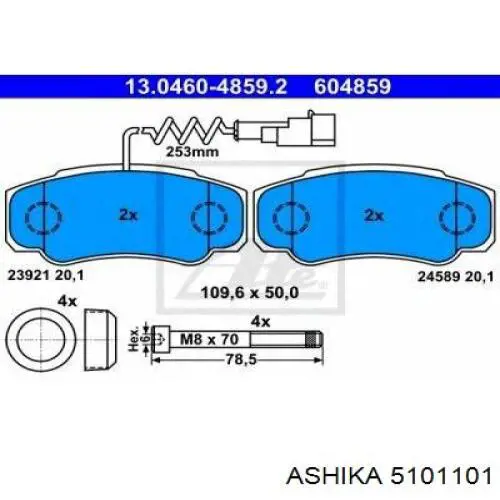 Купить 5101101 Ashika Колодки тормозные задние, дисковые