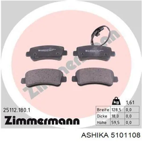 Колодки дисковые  Ashika 5101108 цена, от 21.61 USD