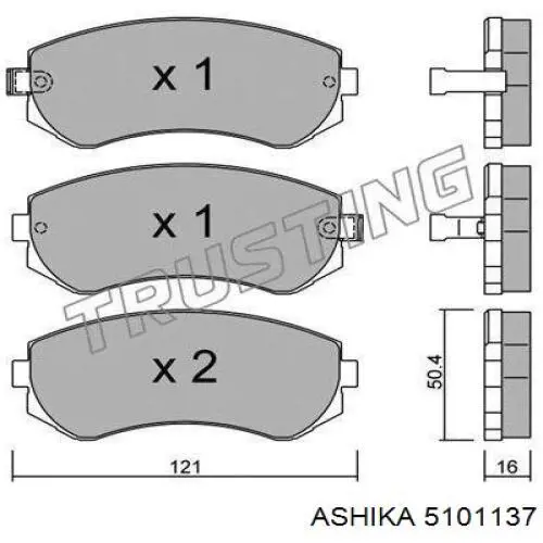 5101137 Ashika колодки тормозные передние дисковые