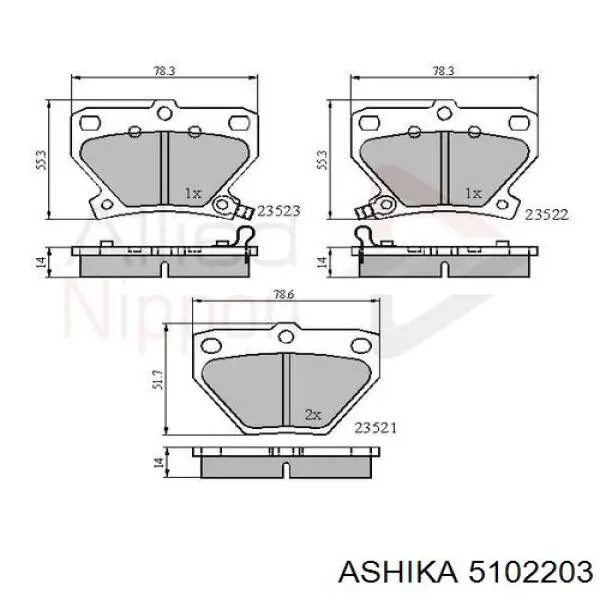 Купить 5102203 Ashika Колодки тормозные задние, дисковые