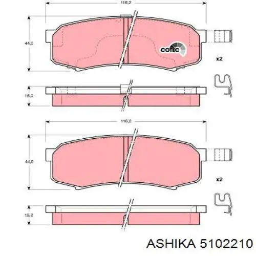 Pastillas de freno traseras 5102210 Ashika