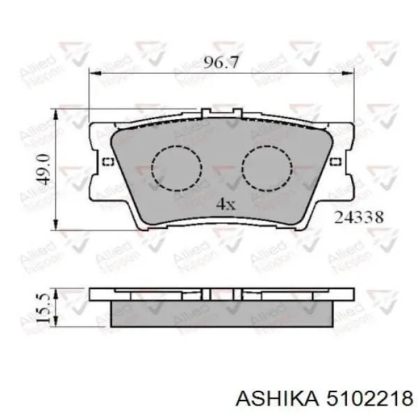 Купить 5102218 Ashika Колодки тормозные задние, дисковые