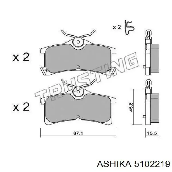 Купить 5102219 Ashika Колодки тормозные задние, дисковые