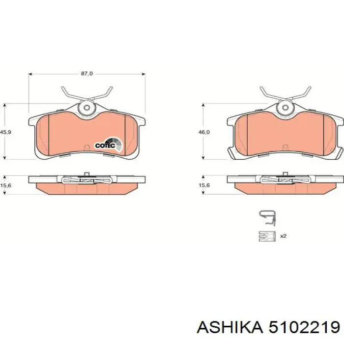 Задние тормозные колодки 5102219 Ashika