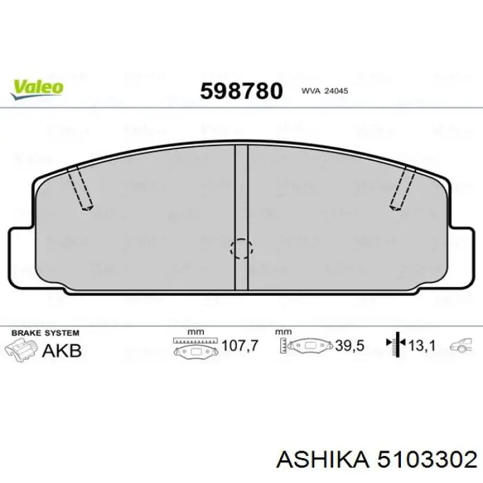 Задние дисковые колодки Ashika 5103302