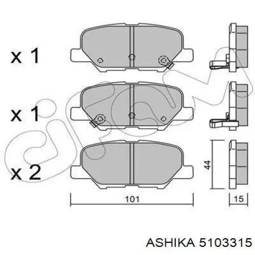 5103315 Ashika колодки тормозные задние дисковые