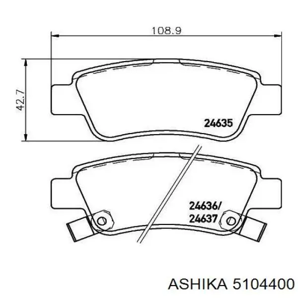 Задние тормозные колодки 5104400 Ashika