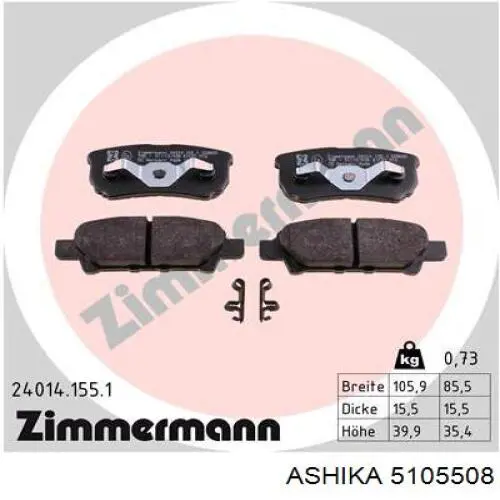 Колодки дисковые  Ashika 5105508 цена, от 20.16 USD