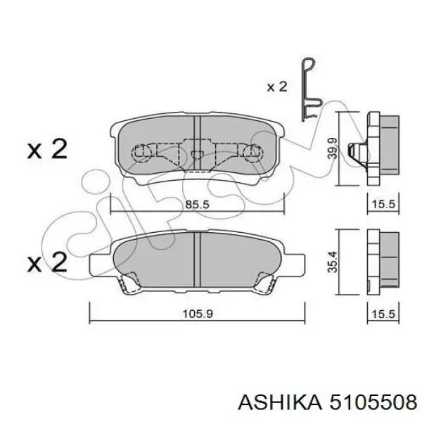 Купить 5105508 Ashika Колодки тормозные задние, дисковые