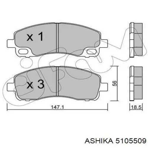 Задние тормозные колодки 5105509 Ashika