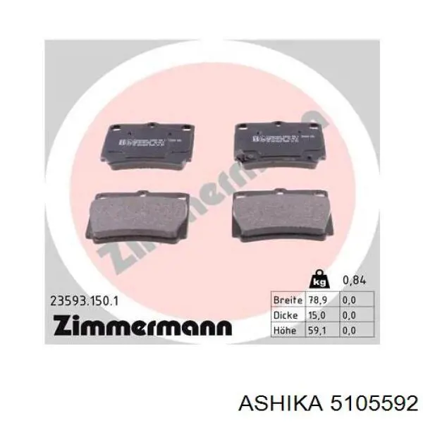 Задние тормозные колодки 5105592 Ashika
