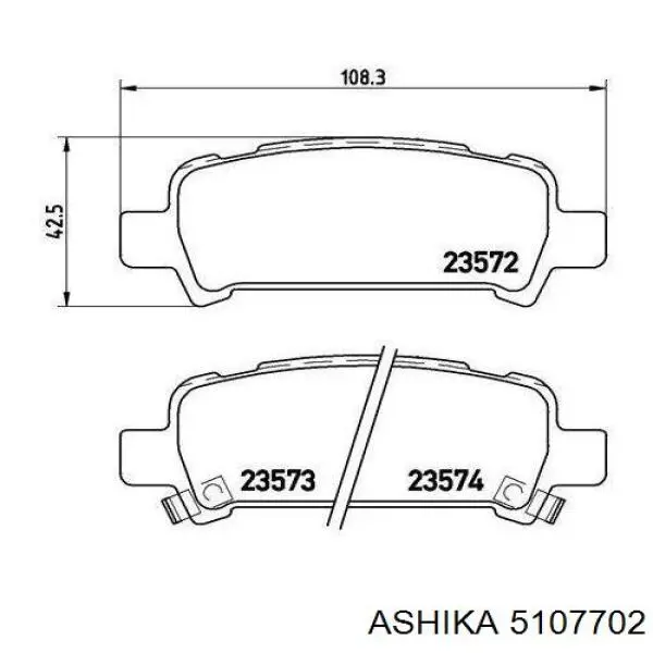 Задние тормозные колодки 5107702 Ashika