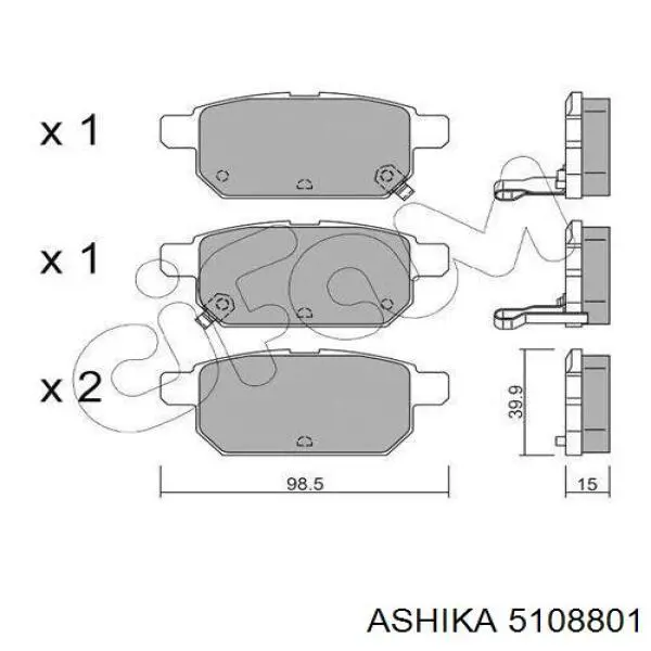 Задние тормозные колодки 5108801 Ashika