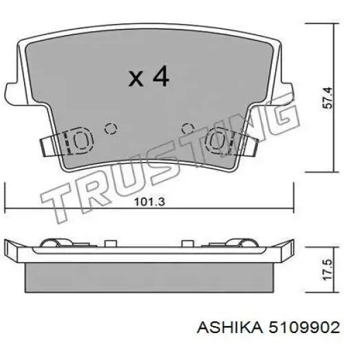 Задние тормозные колодки 5109902 Ashika