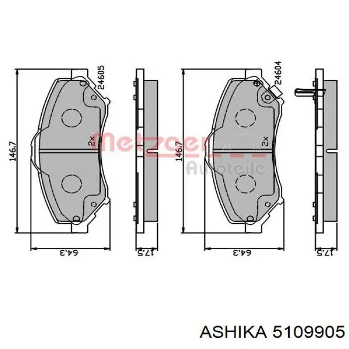 Задние тормозные колодки 5109905 Ashika