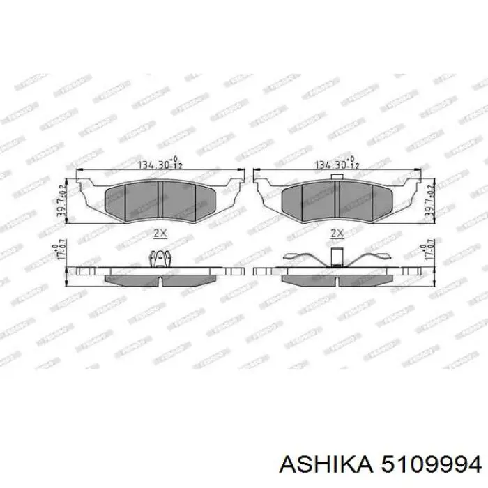 Задние тормозные колодки 5109994 Ashika