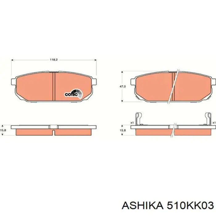 Купить 510KK03 Ashika Колодки тормозные задние, дисковые